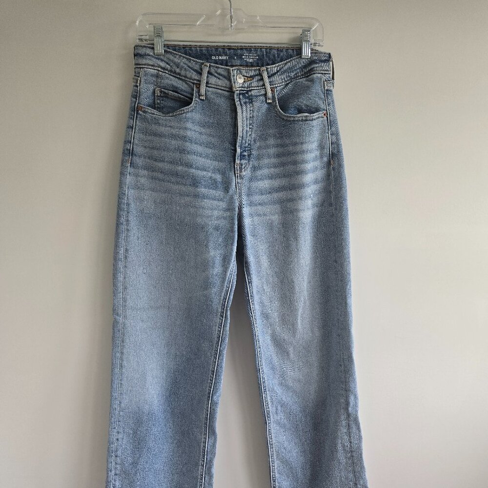 Old Navy Extra High Rise Sky-Hi Wide Leg Jeans Light Wash Size 6